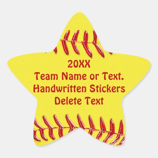 Star Shaped Softball Sticker Ihren Text oder Leere (Vorderseite)