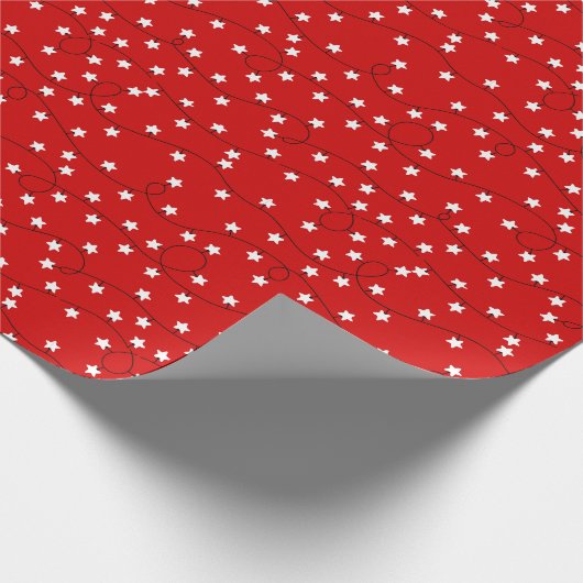 Star Shaped Weihnachtslicht Muster Red Christmas Geschenkpapier (Ecke)