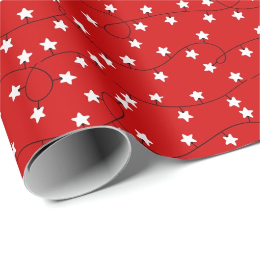 Star Shaped Weihnachtslicht Muster Red Christmas Geschenkpapier (Rolleneckpunkt)