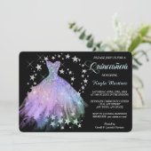 Star Shimmer Lavender Blue Quinceanera Einladung (Stehend Vorderseite)