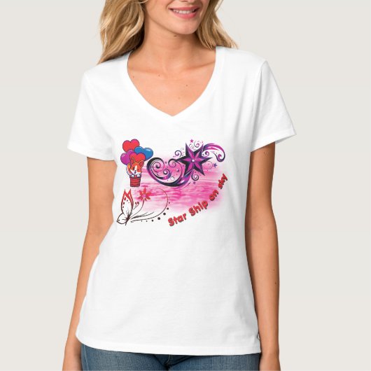 Star Ship Women V-Shirt T-Shirt (Vorderseite)
