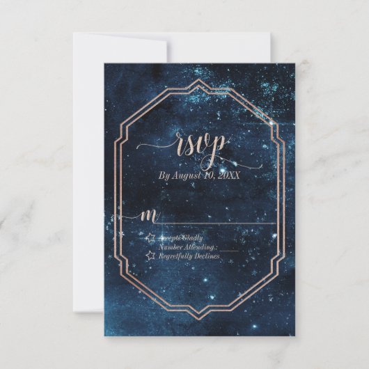 Star Sky Celestial Galaxy Watercolor Wedding RSVP (Vorderseite)