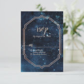 Star Sky Celestial Galaxy Watercolor Wedding RSVP (Stehend Vorderseite)