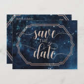 Star Sky Celestial Galaxy Wedding Save the Date Ankündigungspostkarte (Vorne/Hinten)