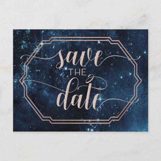Star Sky Celestial Galaxy Wedding Save the Date Ankündigungspostkarte (Vorderseite)
