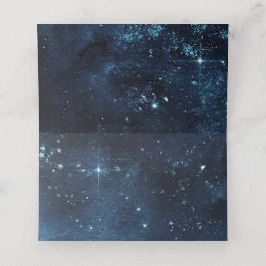 Star Sky Celestial Galaxy Wedding Tischnummer Platzkarte (Innenseite Aufgefaltet)