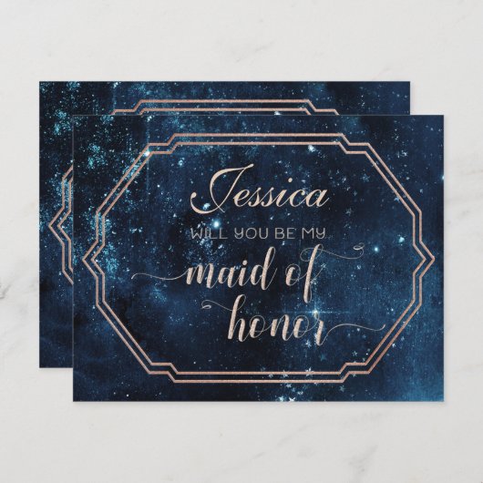 Star Sky Celestial wirst du meine Trauzeugin sein Einladung (Vorne/Hinten)