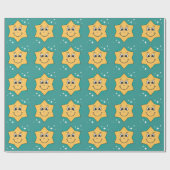Star Smiley Happy Retro Cartoon Geschenkpapier (Flach)