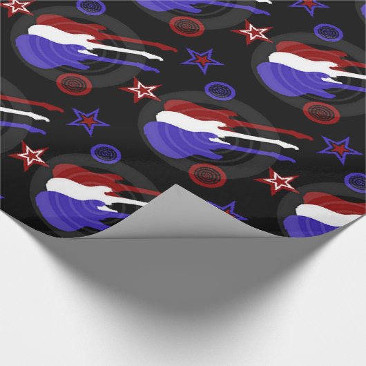 Star Spangle Gitarren Muster Wrapping Paper Geschenkpapier (Ecke)