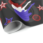 Star Spangle Gitarren Muster Wrapping Paper Geschenkpapier (Rolleneckpunkt)