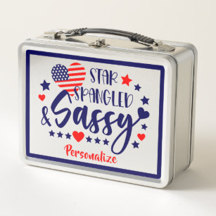 Star Spangle Sassy American Flag Personalisiert Metall Brotdose