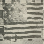 Star Spangled Banner: American Flag on Display Aufkleber (Vorderseite)