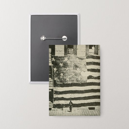 Star Spangled Banner: American Flag on Display Button (Vorderseite/Rückseite)