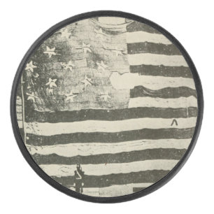 Star Spangled Banner: American Flag on Display Eishockey Puck