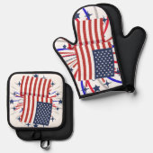 "Star-Spangled-Banner" Ofenhandschuh & Topflappen-Set (Vorderseite/Rückseite)