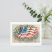 Star Spangled Banner Old Glory Floral Postkarte (Stehend Vorderseite)