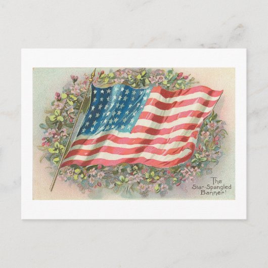 Star Spangled Banner Old Glory Floral Postkarte (Vorderseite)