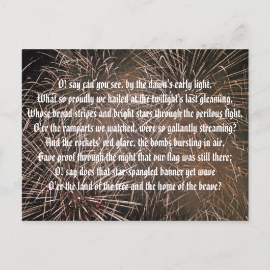 Star-Spangled Banner und Fireworks Postkarte (Vorderseite)