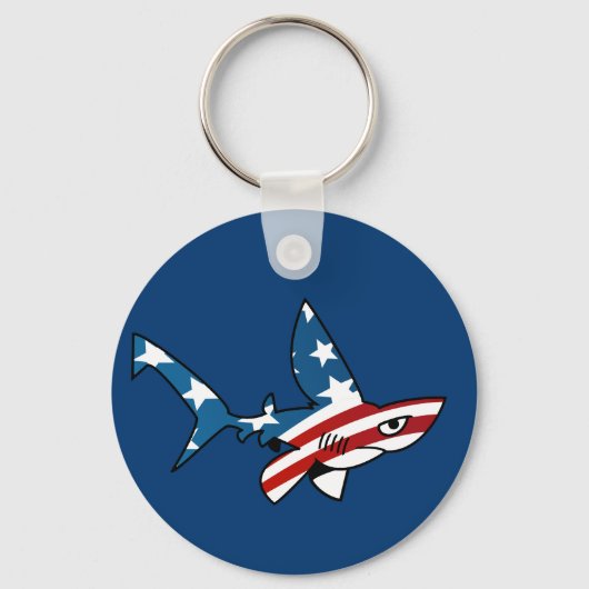 Star-Spangled Cartoon Shark Schlüsselanhänger (Vorderseite)
