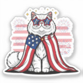 Star Spangled Cat - Patriotic 4. Juli Aufkleber (Vorderseite)