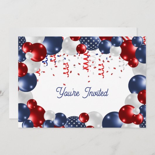 Star Spangled Celebration Birthday Einladung (Vorne/Hinten)
