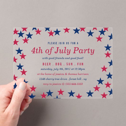 Star-Spangled Confetti 4. Juli Party Acryleinladungen (Insitu (Handheld))