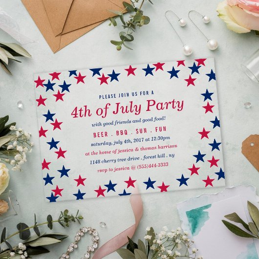 Star-Spangled Confetti 4. Juli Party Acryleinladungen