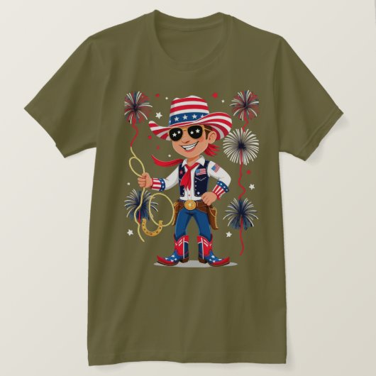 Star-Spangled Cowboy – 4th of July Celebration Des T-Shirt (Design vorne)