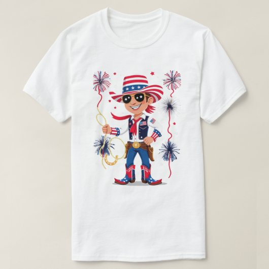 Star-Spangled Cowboy – 4th of July Celebration Des T-Shirt (Design vorne)