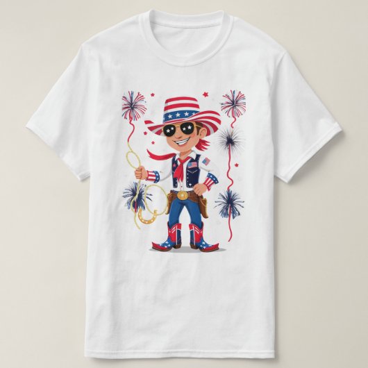 Star-Spangled Cowboy – 4th of July Celebration Des T-Shirt (Design vorne)