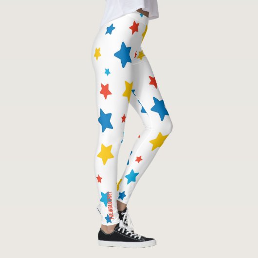 Star-Spangled Fun: Primary Star Print Leggings (Rechts)