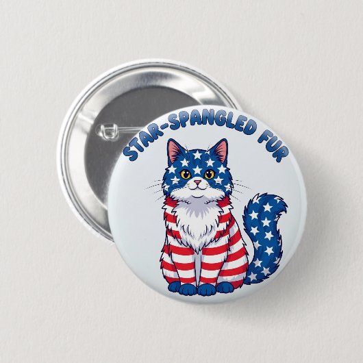 Star-Spangled Fur - Patriotic Cat Button (Vorne & Hinten)
