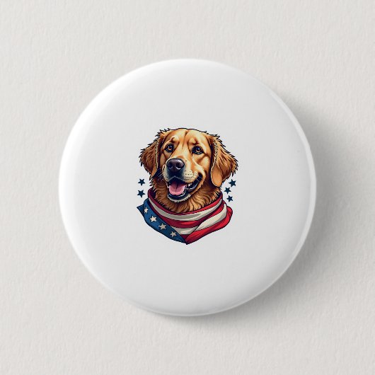 Star Spangled Golden Retriever Vintage Tee Button (Vorderseite)