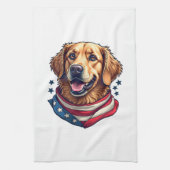 Star Spangled Golden Retriever Vintage Tee Geschirrtuch (Vertikal)