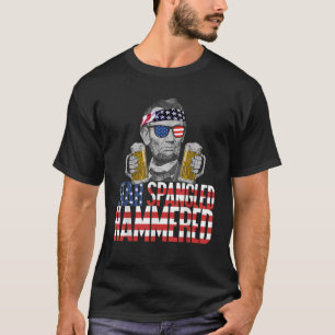 Star Spangled Hammered Abraham Lincoln Beer Lover T-Shirt