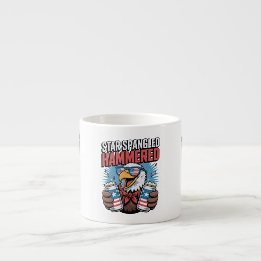 Star Spangled Hammered Funny Patriotic Bald Eagle Espressotasse (Vorderseite)
