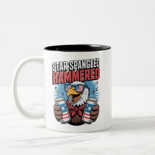 Star Spangled Hammered Funny Patriotic Bald Eagle Zweifarbige Tasse