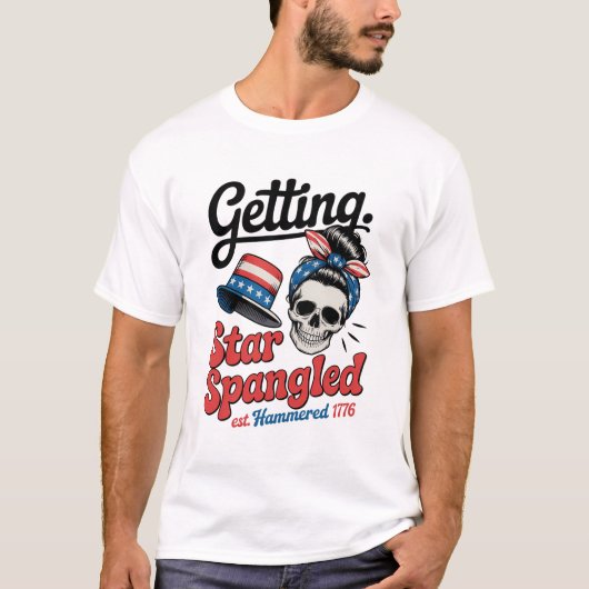 Star Spangled Hammered Skull T-Shirt (Vorderseite)