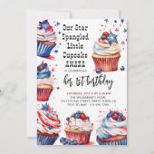Star Spangled Little Cupcake jedes Alters Kinderge Einladung (Vorderseite)