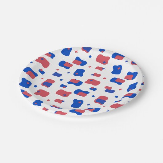 Star Spangled Muster Pappteller (Schrägansicht)