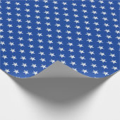 Star Spangled Silver Stars On Navy Blue Americana Geschenkpapier (Ecke)