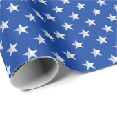 Star Spangled Silver Stars On Navy Blue Americana Geschenkpapier (Rolleneckpunkt)