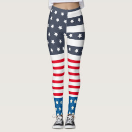 Star Spangled Striped Patriotic 4. Juli Leggings