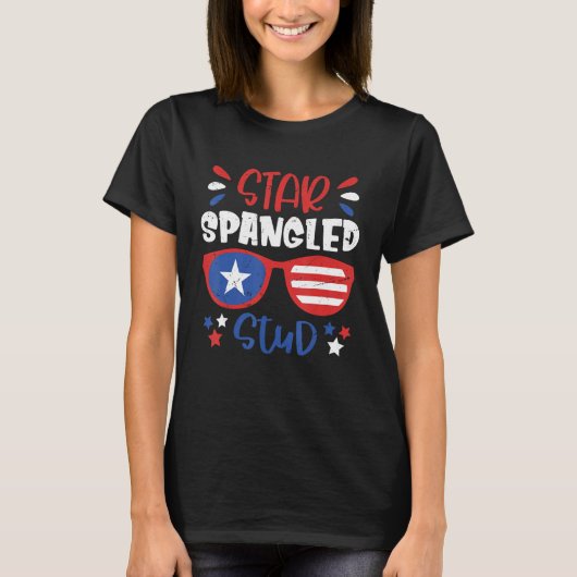 Star Spangled Stud 4. Juli Kinderoutfit-Party T-Shirt (Vorderseite)