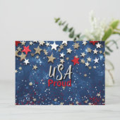 Star Spangled USA Proud Einladung (Stehend Vorderseite)