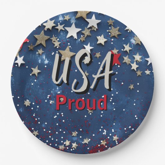 Star Spangled USA Proud Pappteller (Vorderseite)