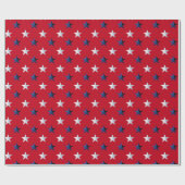 Star Spangled White Blue Red Big Stars Americana Geschenkpapier (Flach)