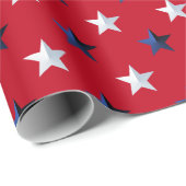Star Spangled White Blue Red Big Stars Americana Geschenkpapier (Rolleneckpunkt)