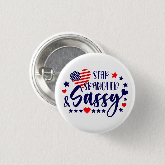 Star Spankled and Sassy American Flag Herz Button (Vorne & Hinten)