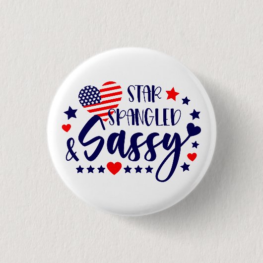 Star Spankled and Sassy American Flag Herz Button (Vorderseite)